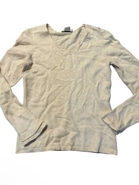 Ann Taylor cream hold champagne cashmere sweater sp